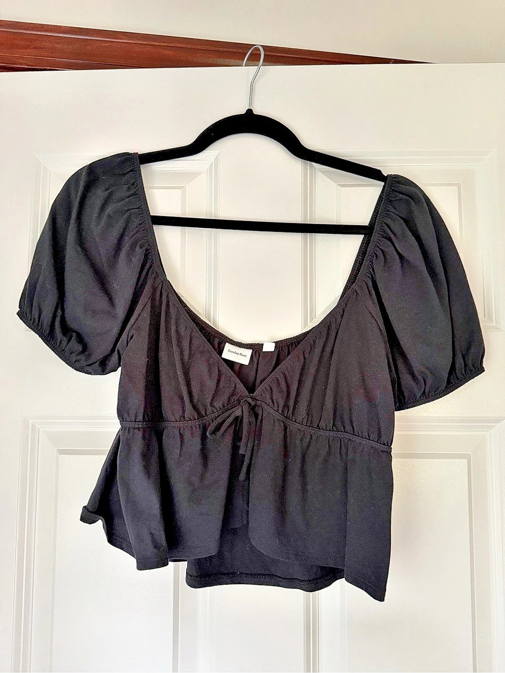 Sunday Best Black Puff Sleeve Blouse
